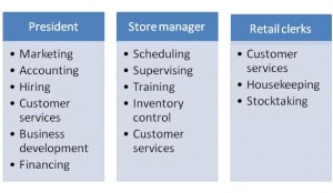 Example of responsibilities assigned to jobs