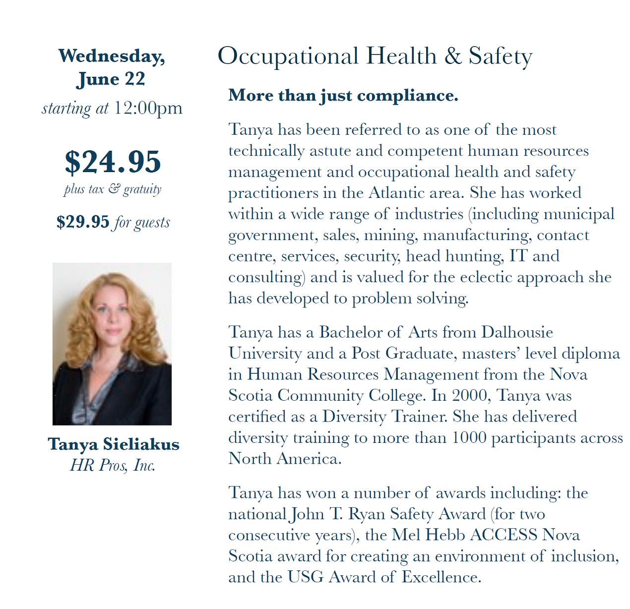 Lunch and Learn with Tanya at the Halifax Club